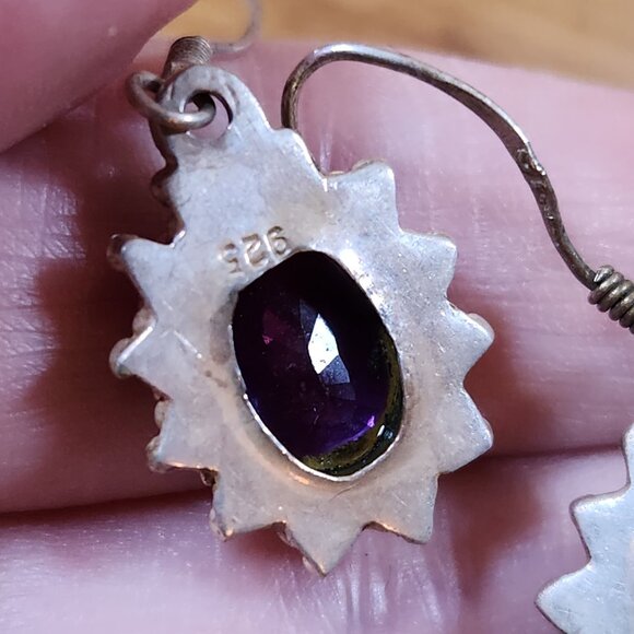 Vintage Womens Amethyst Earrings Set in 925 Sterling Silver - Picture 4 of 4